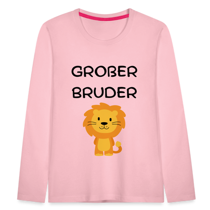 Kinder Premium Langarmshirt - Großer Bruder Löwe - Hellrosa