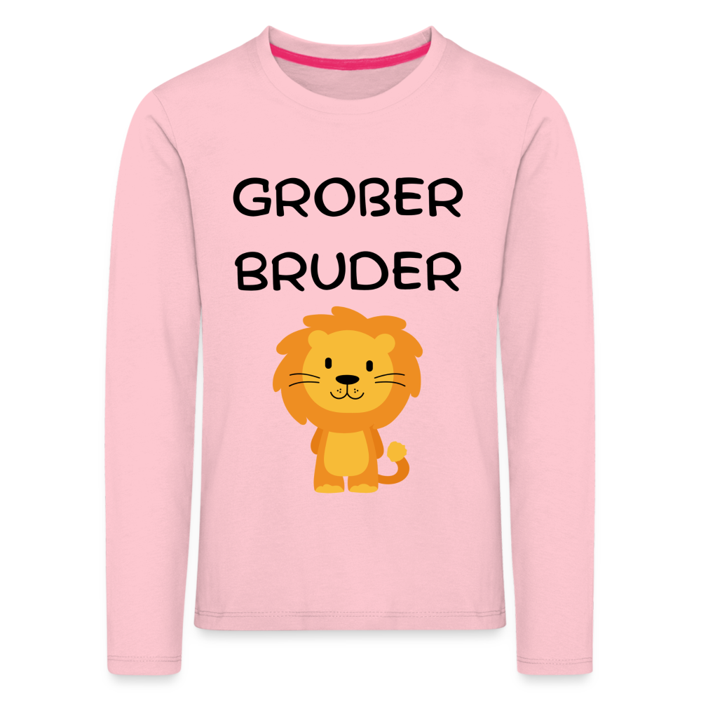 Kinder Premium Langarmshirt - Großer Bruder Löwe - Hellrosa