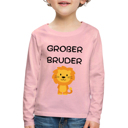 Kinder Premium Langarmshirt - Großer Bruder Löwe - Hellrosa