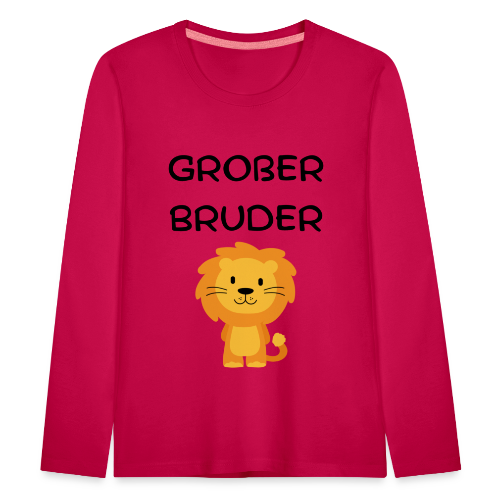 Kinder Premium Langarmshirt - Großer Bruder Löwe - dunkles Pink