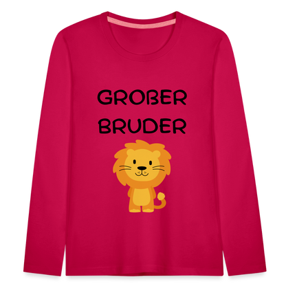 Kinder Premium Langarmshirt - Großer Bruder Löwe - dunkles Pink