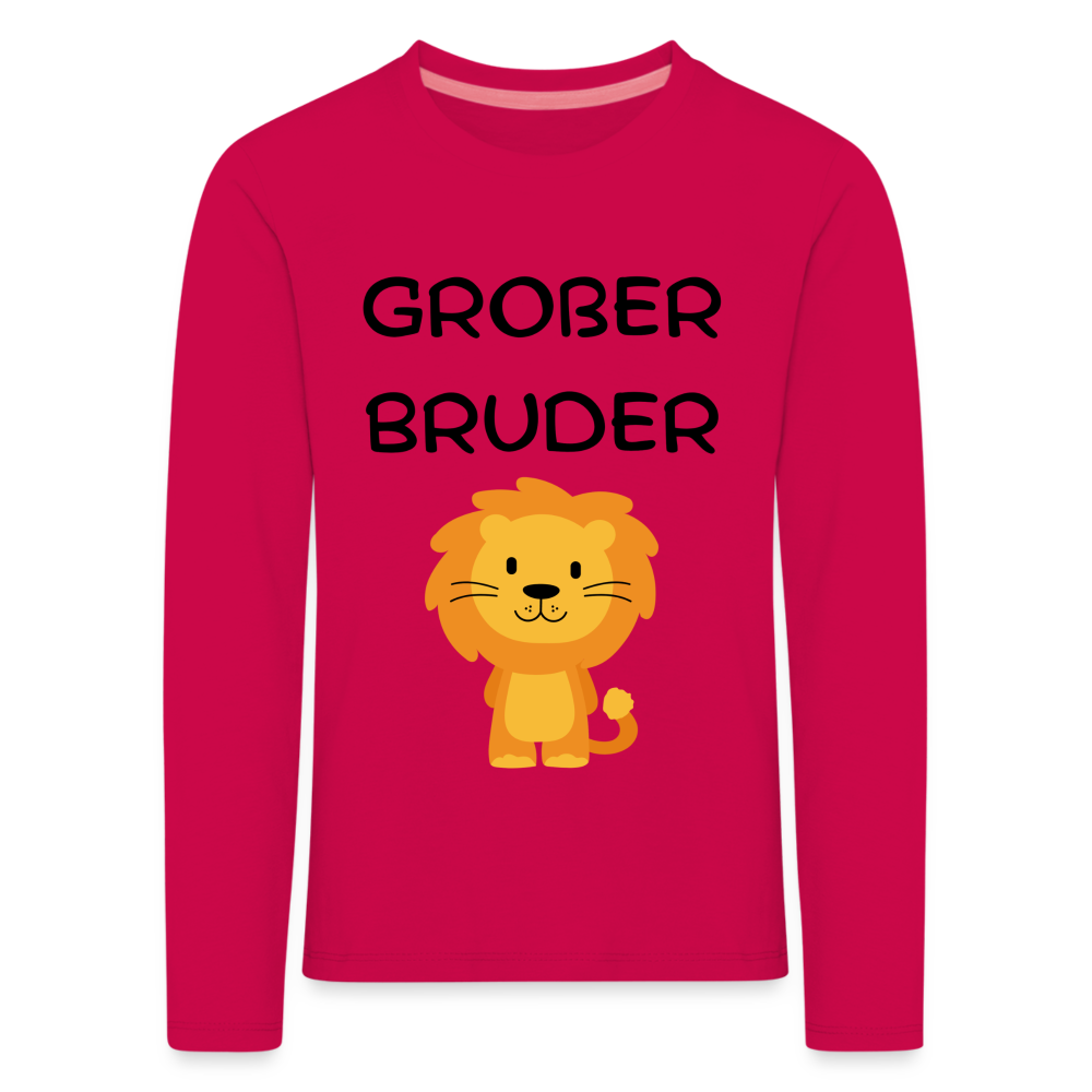 Kinder Premium Langarmshirt - Großer Bruder Löwe - dunkles Pink