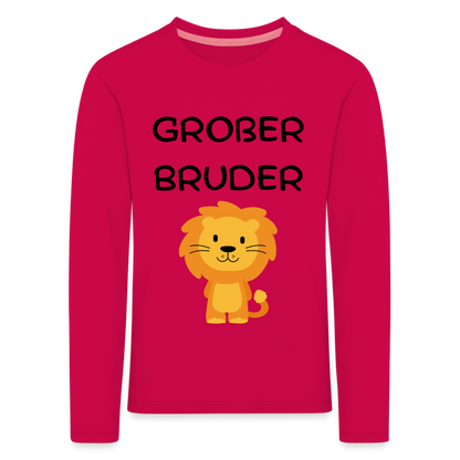 Kinder Premium Langarmshirt - Großer Bruder Löwe - dunkles Pink