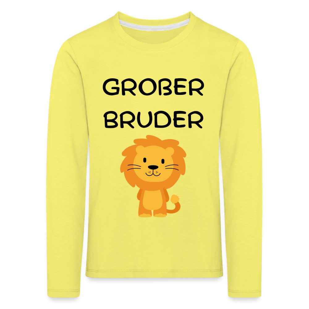 Kinder Premium Langarmshirt - Großer Bruder Löwe - Gelb