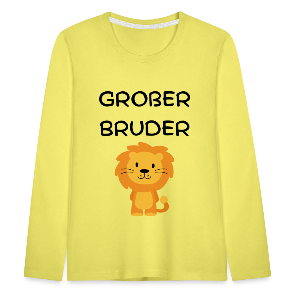 Kinder Premium Langarmshirt - Großer Bruder Löwe - Gelb