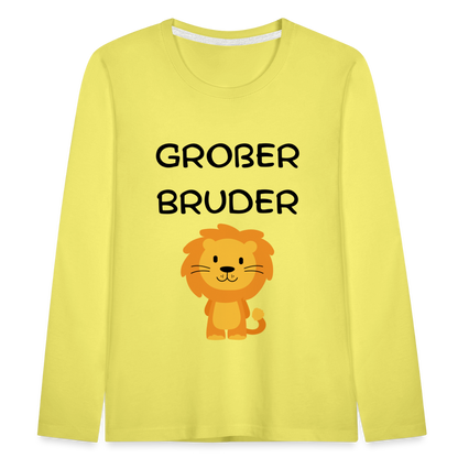 Kinder Premium Langarmshirt - Großer Bruder Löwe - Gelb