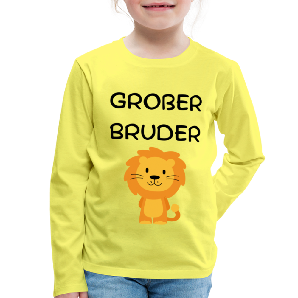 Kinder Premium Langarmshirt - Großer Bruder Löwe - Gelb