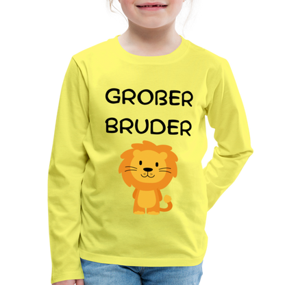 Kinder Premium Langarmshirt - Großer Bruder Löwe - Gelb