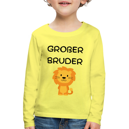 Kinder Premium Langarmshirt - Großer Bruder Löwe - Gelb