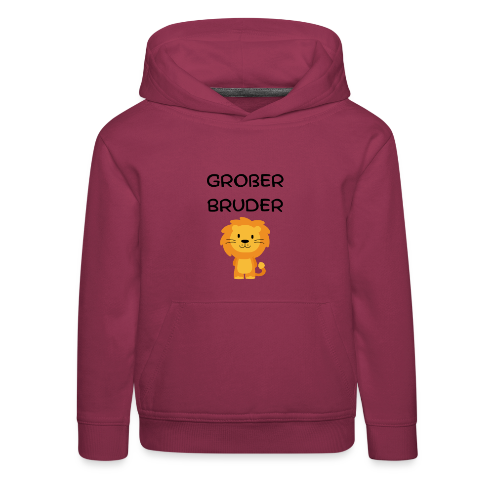 Kinder Premium Hoodie - Großer Bruder Löwe - Bordeaux