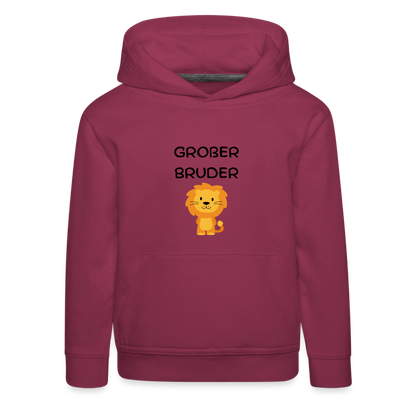 Kinder Premium Hoodie - Großer Bruder Löwe - Bordeaux