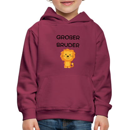 Kinder Premium Hoodie - Großer Bruder Löwe - Bordeaux