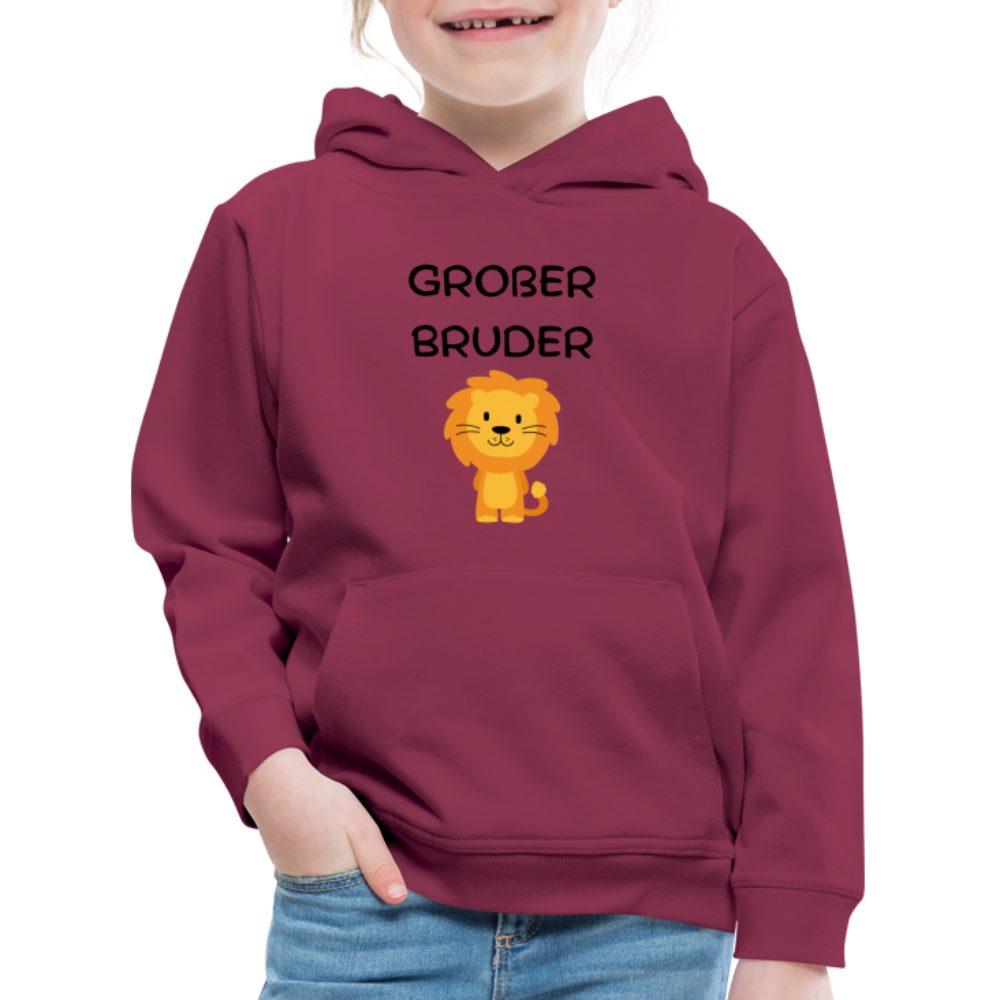 Kinder Premium Hoodie - Großer Bruder Löwe - Bordeaux