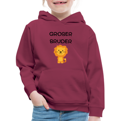 Kinder Premium Hoodie - Großer Bruder Löwe - Bordeaux