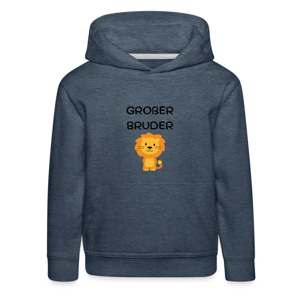 Kinder Premium Hoodie - Großer Bruder Löwe - Jeansblau