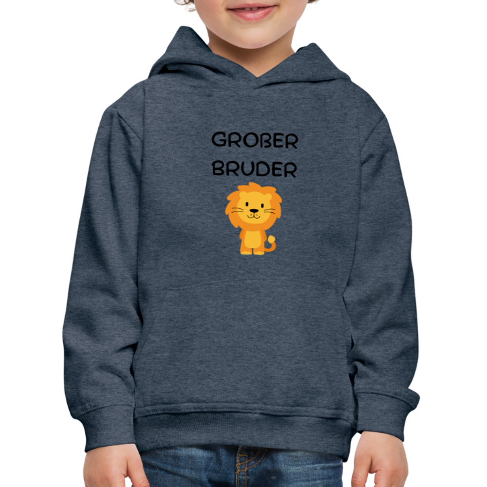 Kinder Premium Hoodie - Großer Bruder Löwe - Jeansblau