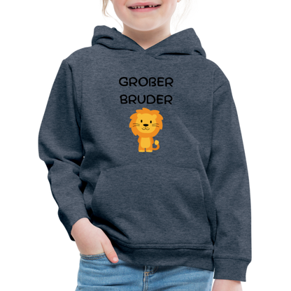 Kinder Premium Hoodie - Großer Bruder Löwe - Jeansblau