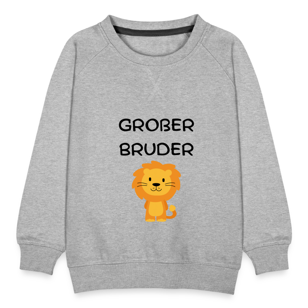 Kinder Premium Pullover - Großer Bruder Löwe - Grau meliert