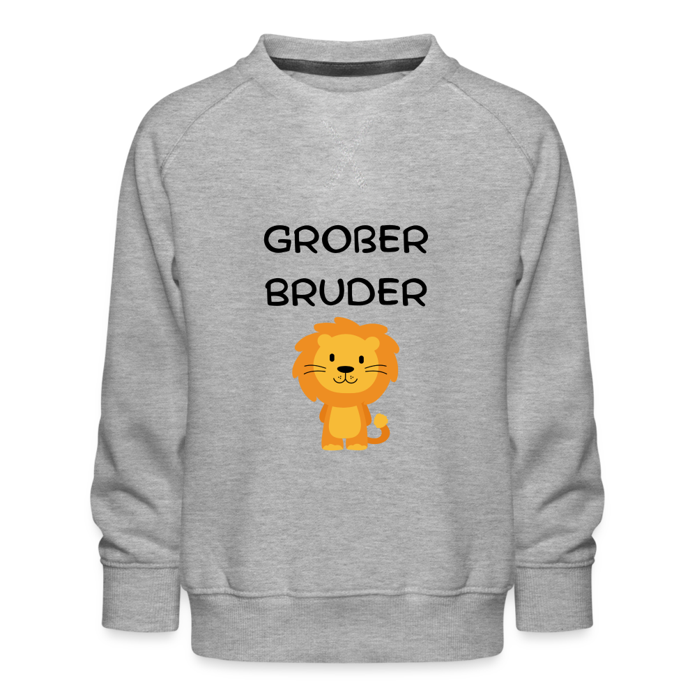 Kinder Premium Pullover - Großer Bruder Löwe - Grau meliert