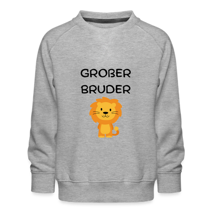 Kinder Premium Pullover - Großer Bruder Löwe - Grau meliert