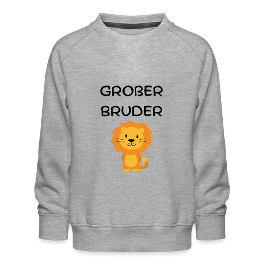 Kinder Premium Pullover - Großer Bruder Löwe - Grau meliert