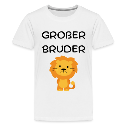 Teenager Premium T-Shirt - Großer Bruder Löwe - weiß