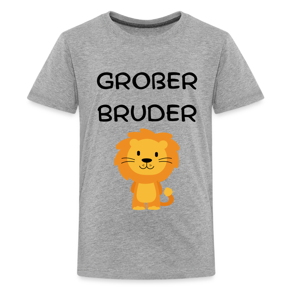 Teenager Premium T-Shirt - Großer Bruder Löwe - Grau meliert