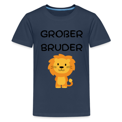 Teenager Premium T-Shirt - Großer Bruder Löwe - Navy