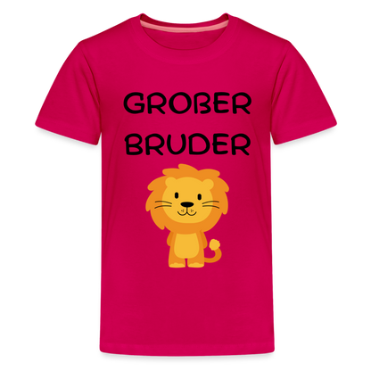 Teenager Premium T-Shirt - Großer Bruder Löwe - dunkles Pink