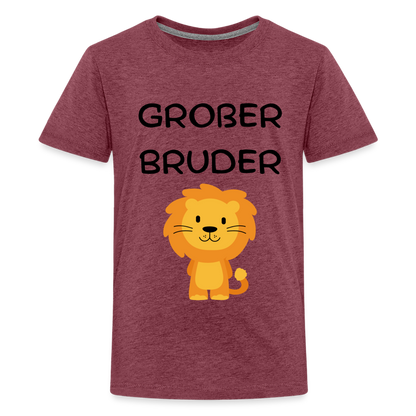 Teenager Premium T-Shirt - Großer Bruder Löwe - Bordeauxrot meliert