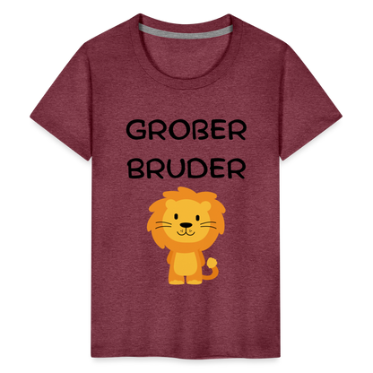 Teenager Premium T-Shirt - Großer Bruder Löwe - Bordeauxrot meliert