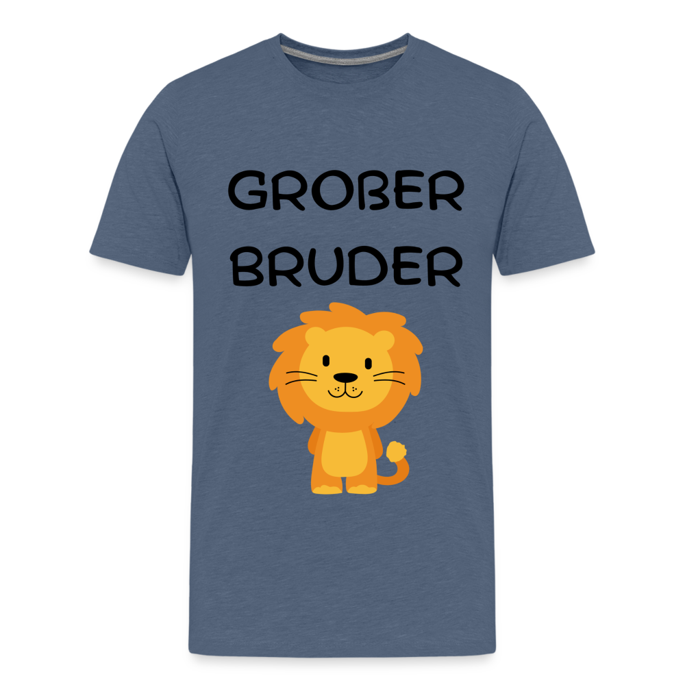 Teenager Premium T-Shirt - Großer Bruder Löwe - Blau meliert