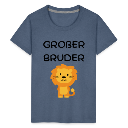 Teenager Premium T-Shirt - Großer Bruder Löwe - Blau meliert