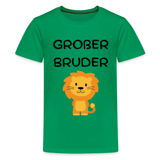 Teenager Premium T-Shirt - Großer Bruder Löwe - Kelly Green