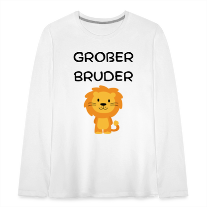 Teenager Premium Langarmshirt - Großer Bruder Löwe - weiß