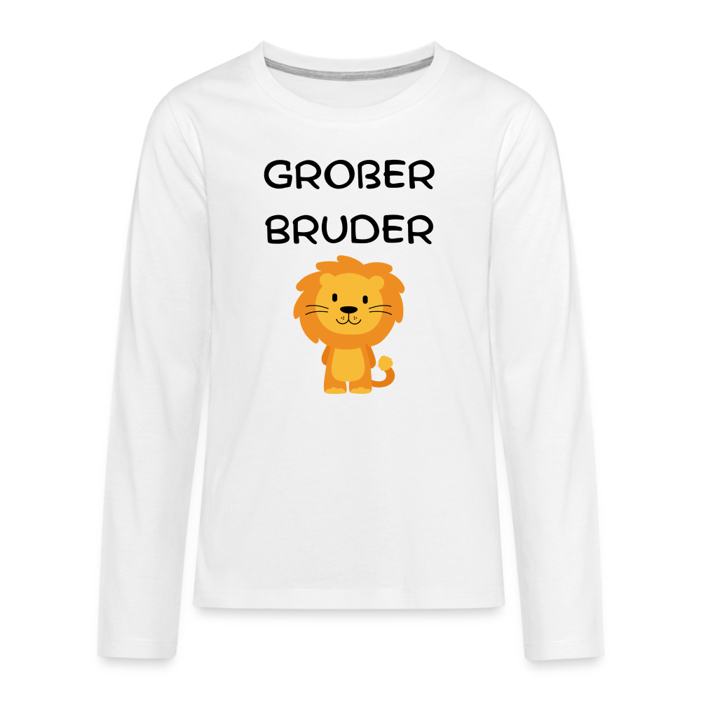 Teenager Premium Langarmshirt - Großer Bruder Löwe - weiß