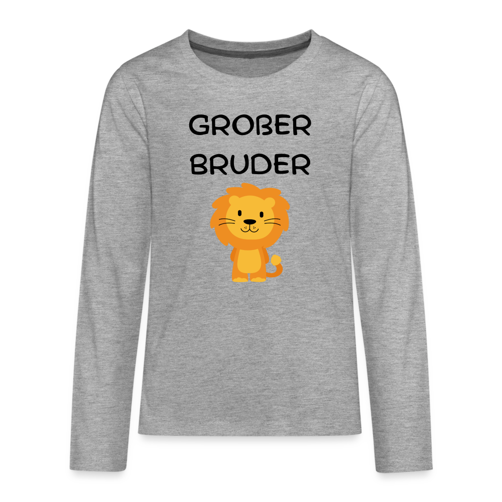 Teenager Premium Langarmshirt - Großer Bruder Löwe - Grau meliert