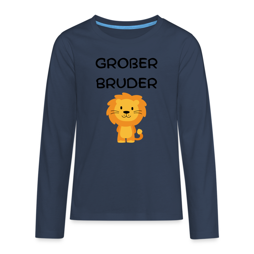 Teenager Premium Langarmshirt - Großer Bruder Löwe - Navy