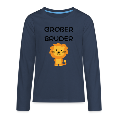 Teenager Premium Langarmshirt - Großer Bruder Löwe - Navy