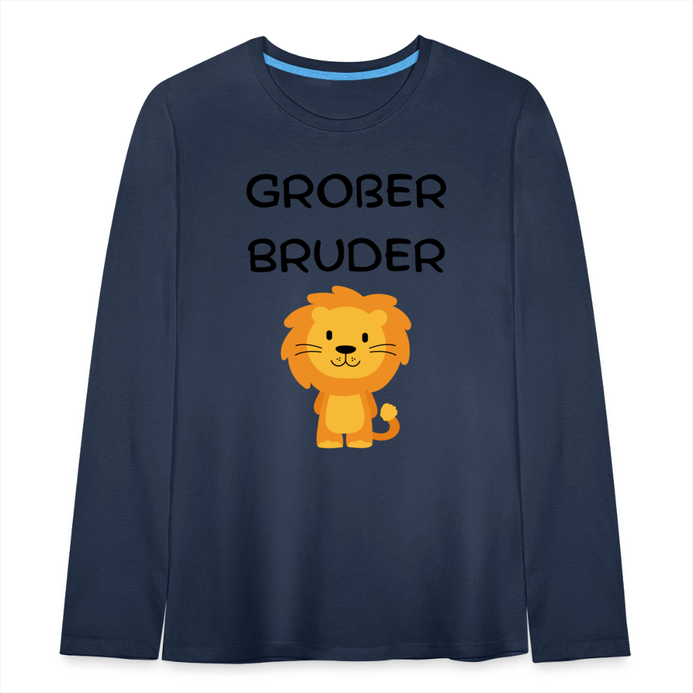 Teenager Premium Langarmshirt - Großer Bruder Löwe - Navy