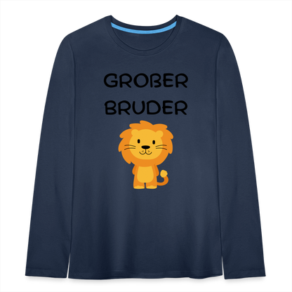 Teenager Premium Langarmshirt - Großer Bruder Löwe - Navy