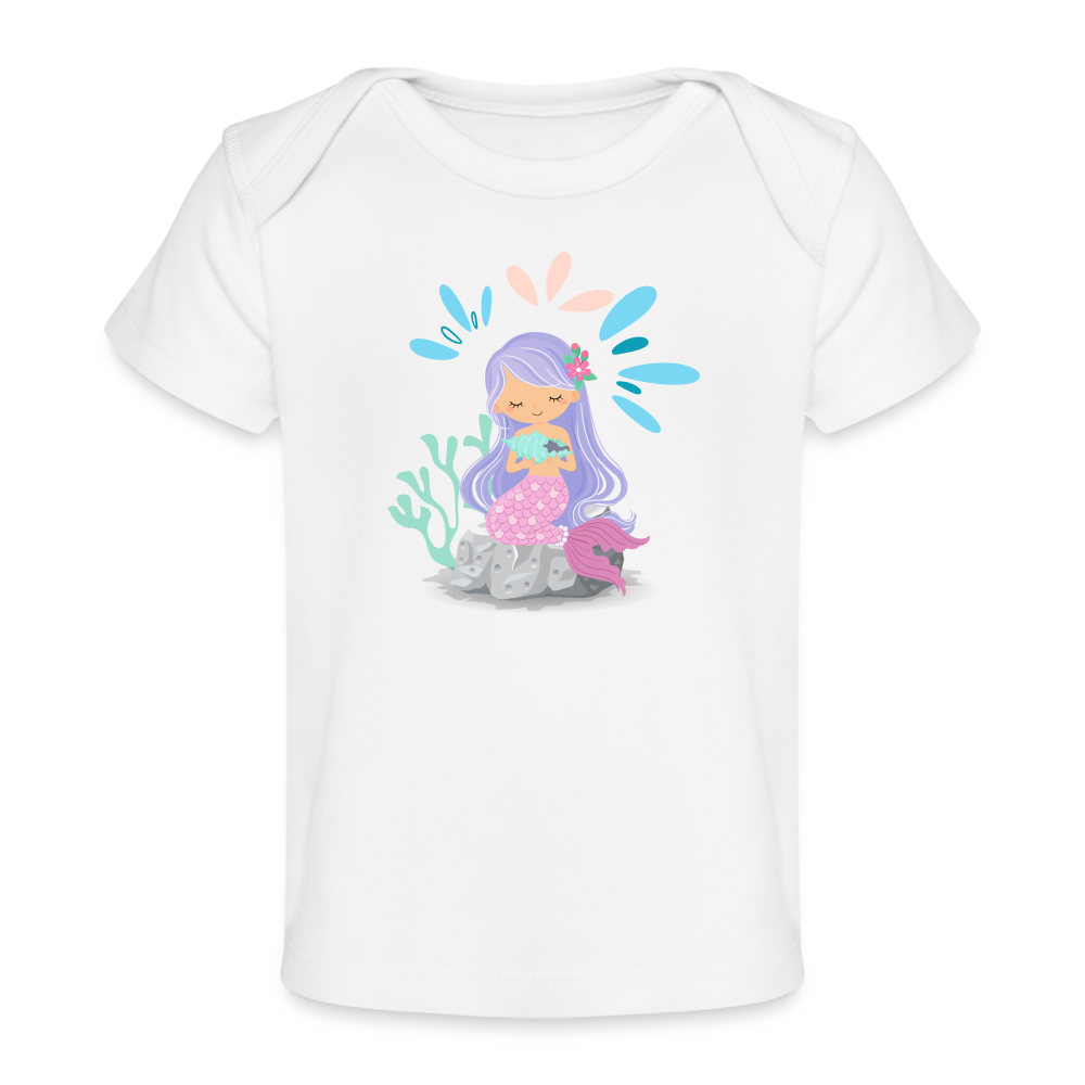 Baby Bio-T-Shirt - Meerjungfrau - weiß