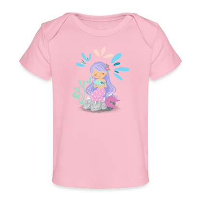 Baby Bio-T-Shirt - Meerjungfrau - Hellrosa