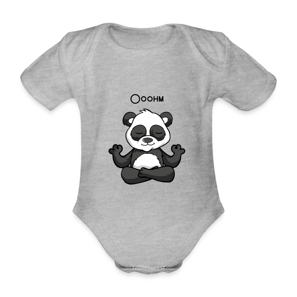 Baby Bio-Kurzarm-Body - Ooohm Panda - Grau meliert