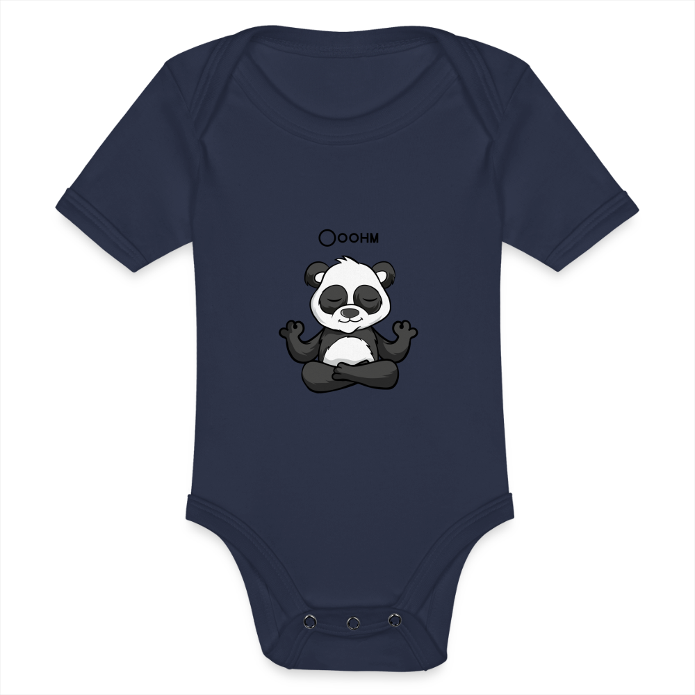 Baby Bio-Kurzarm-Body - Ooohm Panda - Dunkelnavy