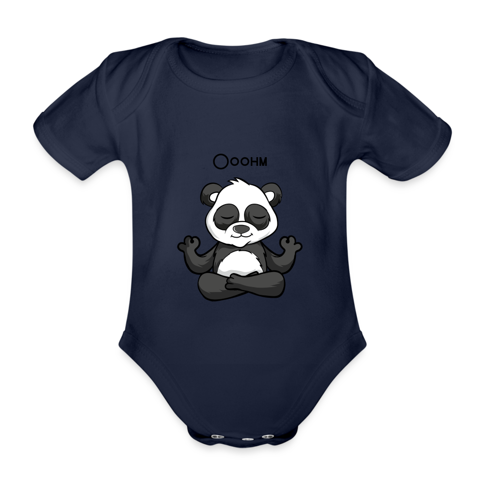 Baby Bio-Kurzarm-Body - Ooohm Panda - Dunkelnavy