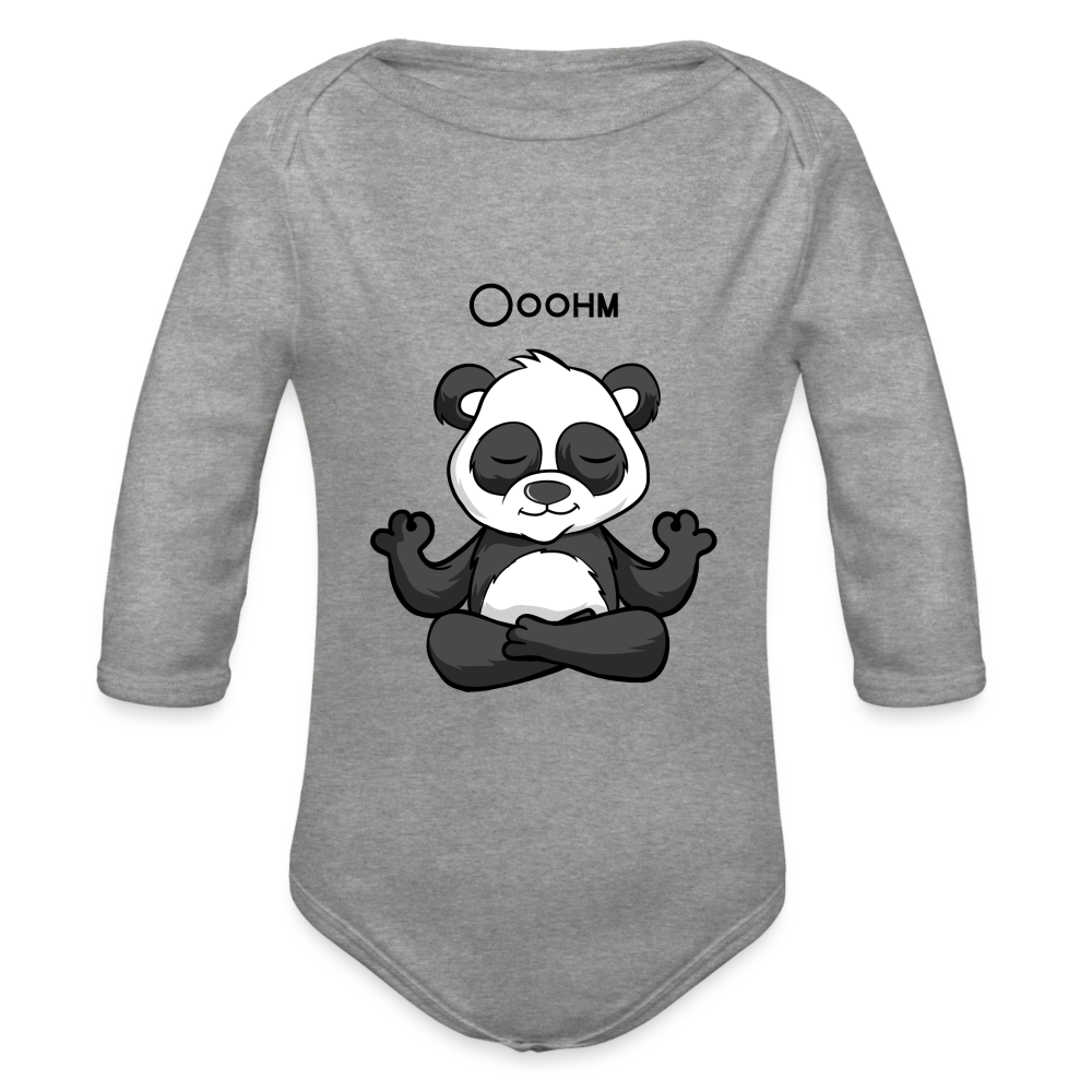 Baby Bio-Langarm-Body - Ooohm Panda - Grau meliert