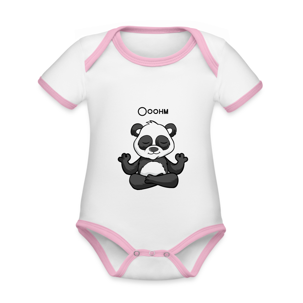 Baby Bio-Kurzarm-Kontrastbody - Ooohm Panda - Weiß/Rose