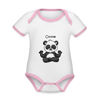 Baby Bio-Kurzarm-Kontrastbody - Ooohm Panda - Weiß/Rose