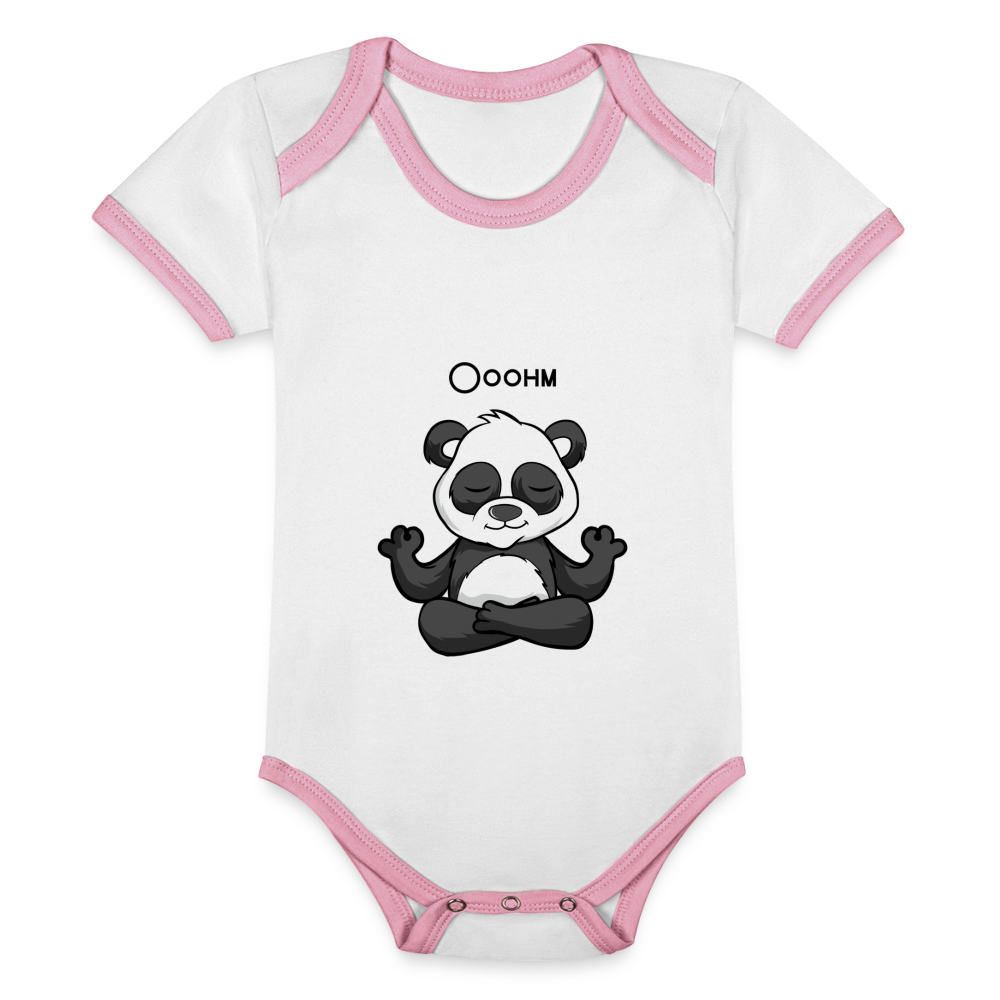 Baby Bio-Kurzarm-Kontrastbody - Ooohm Panda - Weiß/Rose